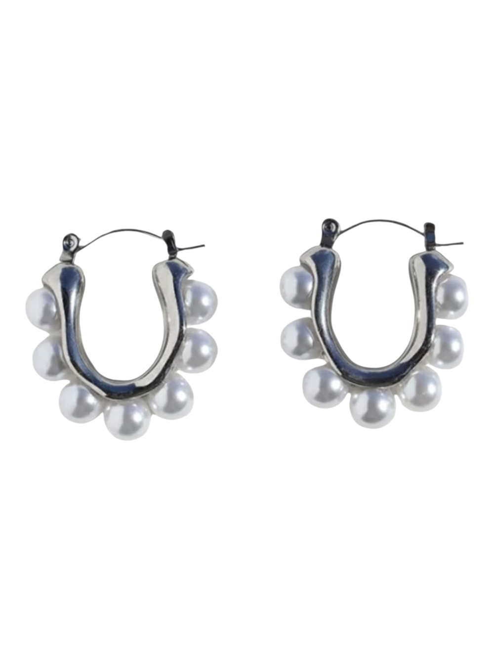 Silver  Cluster Pearl-Style Earrings
